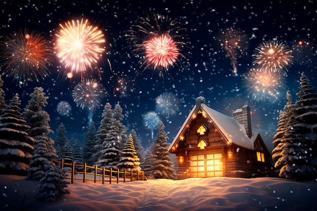 Abstract New Year Christmas background Winter holidays Winter landscape AI Generated