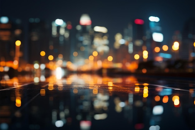 Abstract night scene City lights bokeh creates a mesmerizing cityscape