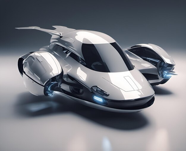 Abstract nonexistent futuristic luxury flying car design