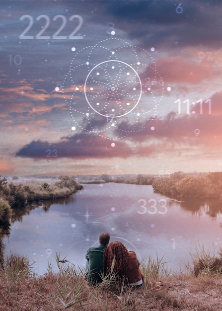 Abstract numerology concept with couple