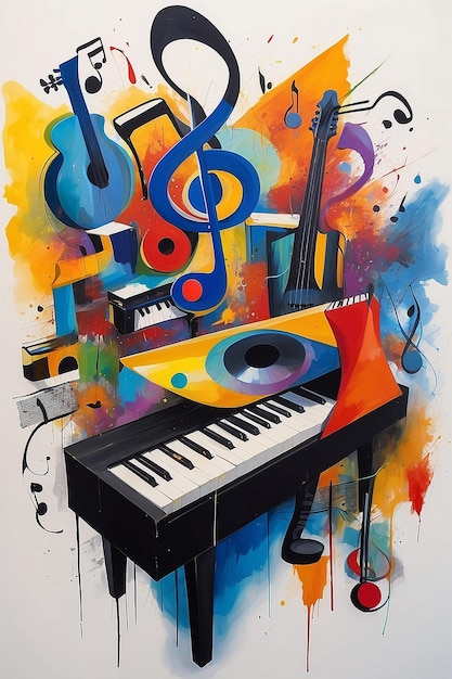 Abstract objects for an exhibition of music art painting