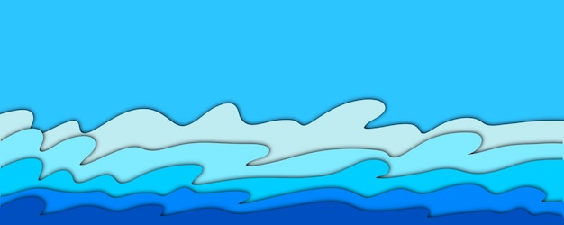 Abstract ocean  3D paper cut effect background