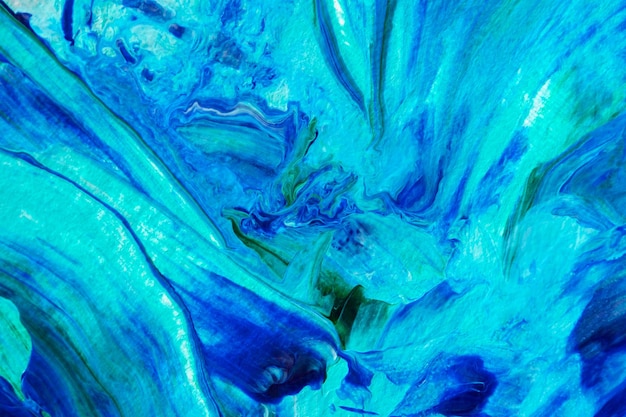 Абстрактный фон искусства океана Летний морской дизайн с акриловыми красками Натуральный синий