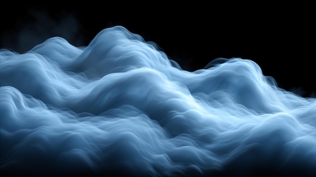 Abstract ocean waves of smoke on dark background for artistic design