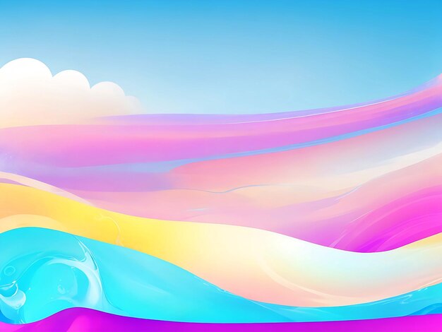 Photo abstract ocean waves with sun and sky blue pink and yellow pastel colors summer sky background