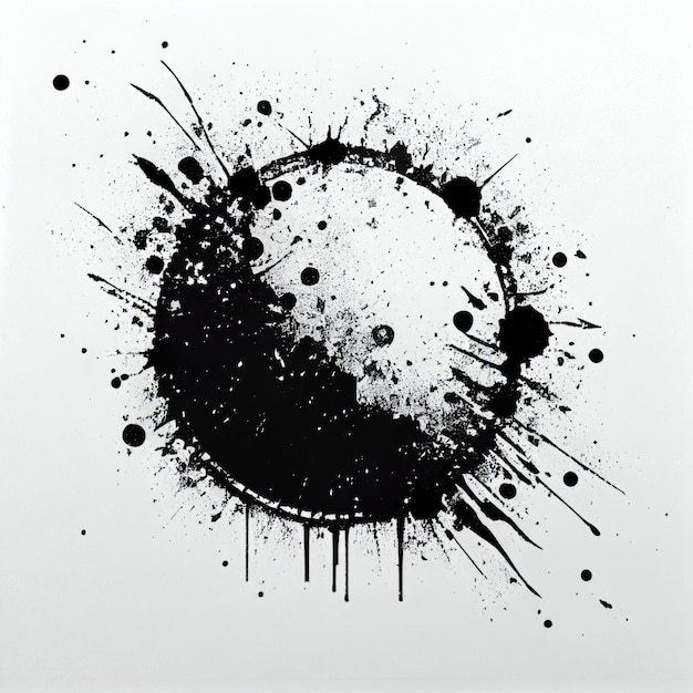 Фото Резюме черного гранжевого круга свежего изолированного на белом фоне