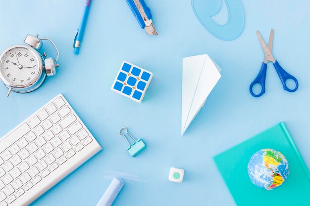 abstract office supplies blue