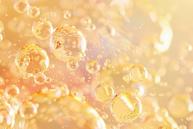 Абстрактный фон масляных пузырьков Косметический жидкий косметический продукт текстуры сыворотки лица