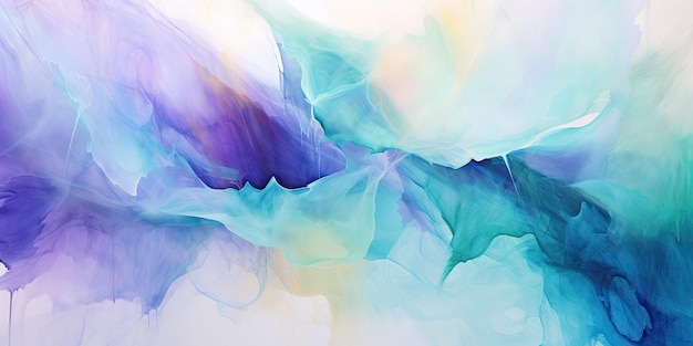 Photo abstract oil paint splashes in shades of blue green and purple