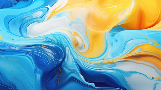Abstract oil paint wave ink pattern colorful banner background white yellow and blue colors Background image