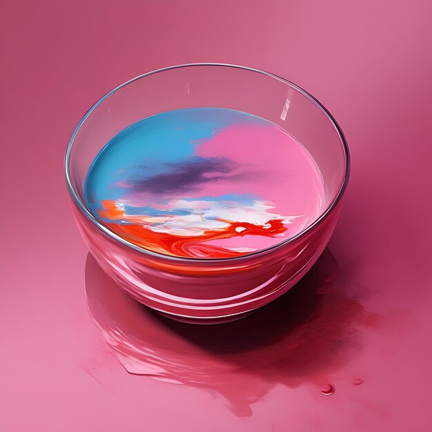 Photo abstract oil painting of a cup pink color