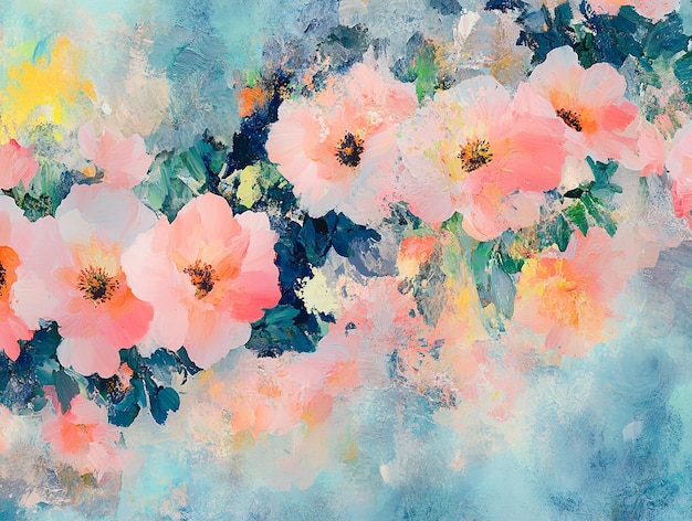 抽象的な油絵 花の壁紙 アート 油絵 背景