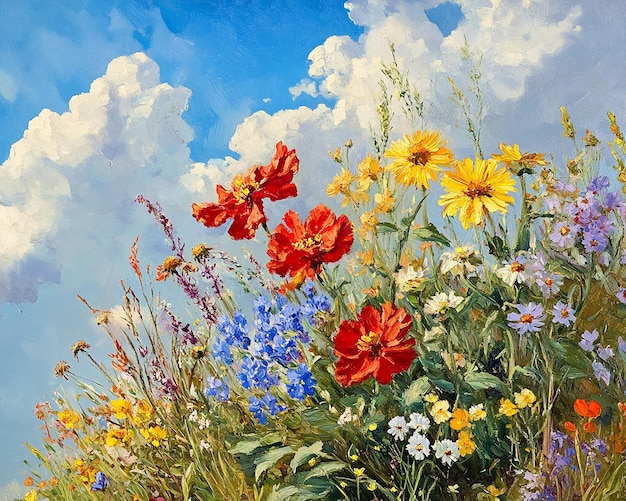 抽象的な油絵 花の壁紙 アート 油絵 背景