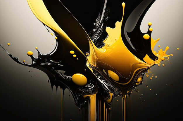 An abstract oil structure in black and yellow