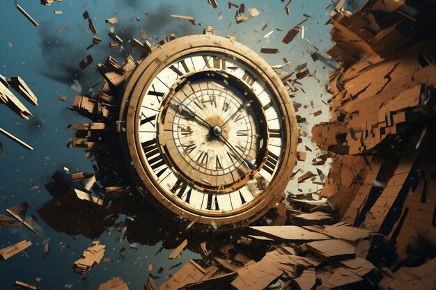 Abstract old broken clock generative Ai