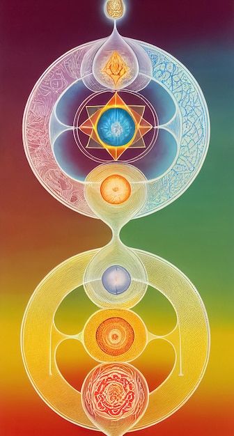 Foto abstract ontwerp van chakra astrale spirituele energieveld chakra mandala bloem 3d illustratie
