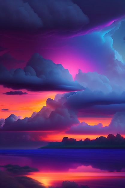 Abstract onweerswolken boven kleurrijke hemel Cloudscape zonlicht bij zonsopgang of zonsondergang