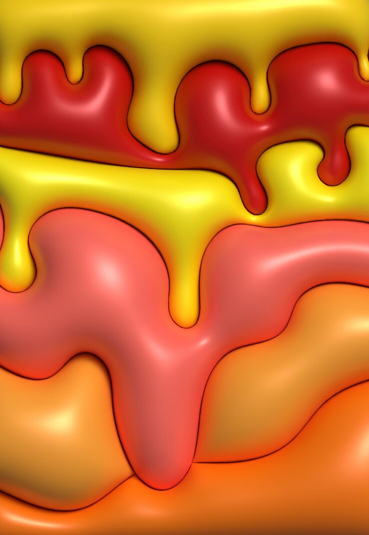 Photo 抽象的なオレンジ色の背景と曲がった線 3d レンダリング イラスト 膨張した数字