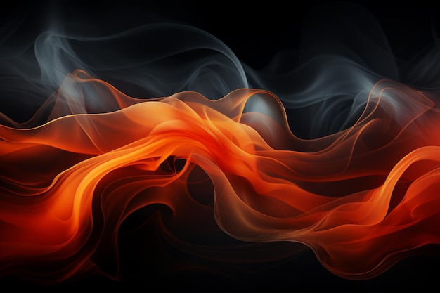 abstract orange and black background with smoke and waves generative ai