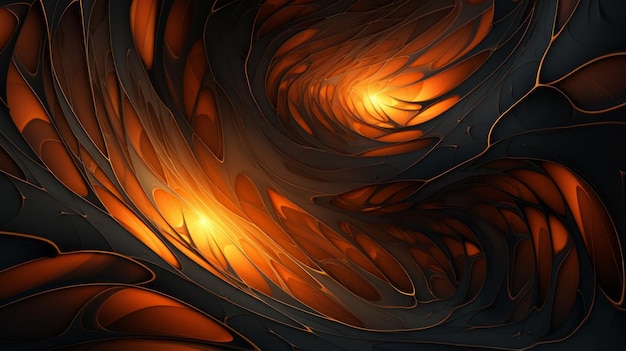 abstract orange and black swirls on a black background