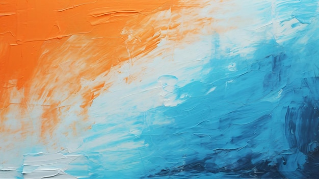 Abstract orange and blue paint brushstrokes texture