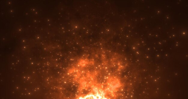 Photo abstract orange fiery flame bonfire of particles and sparks glowing beautiful magical