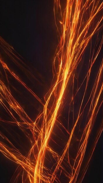 Abstract orange fire neon energy lines magical glowing background abstract fire effect neon lines ba