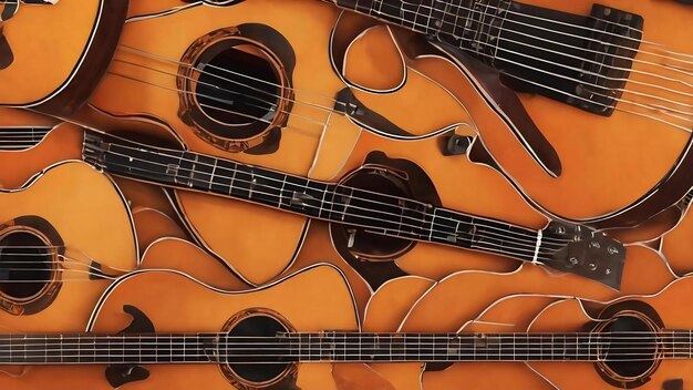 Abstract orange guitar line background wallpaper