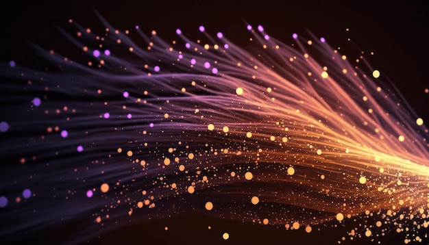 Abstract Orange Particles of Optical Fiber 3D Illustration