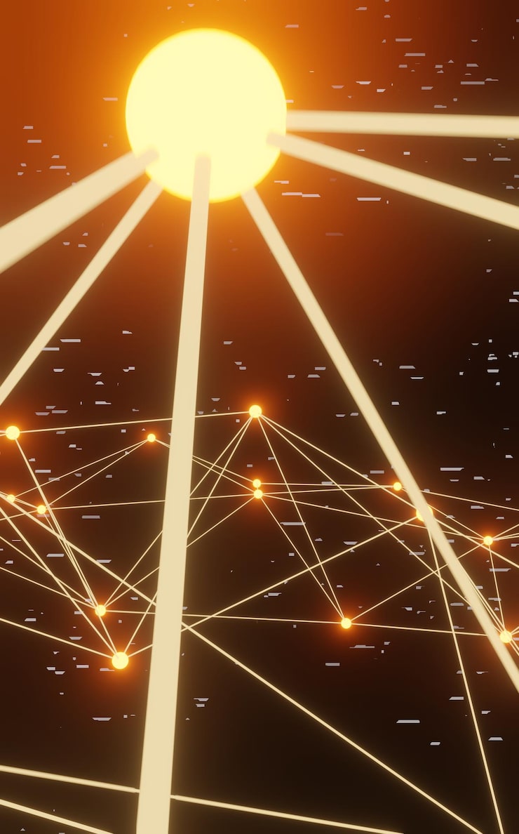Photo abstract orange plexus background connection lines and dots for tech science background big data complex with compounds lines plexus big data visualization network or connection 3d rendering
