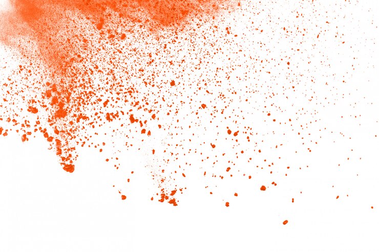 Photo abstract orange powder splatted background