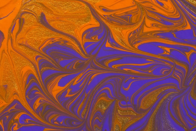 Abstract orange purple gold marble background Acrylic painting conceptual Halloween