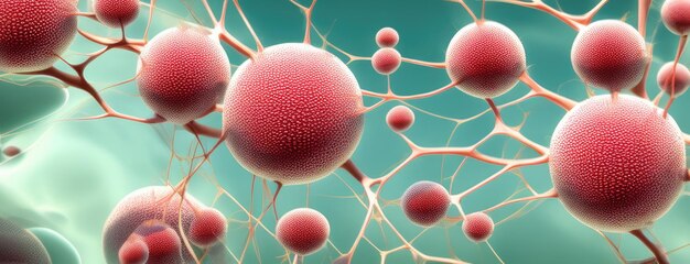 Abstract Organische celstructuur met gestructureerde bollen en netwerk