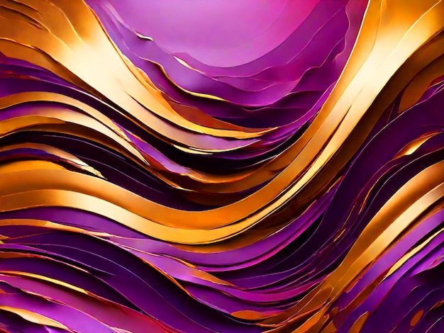 Abstract paarse en gouden golven hd 4k achtergrond download