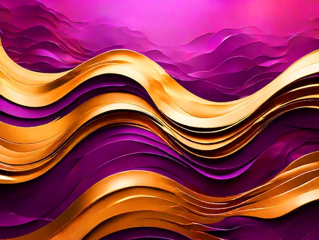 Abstract paarse en gouden golven hd 4k achtergrond download