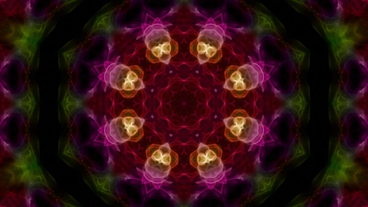 Foto abstract paint brush ink explode spread smooth concept symmetrisch patroon ornamentele decoratieve kaleidoscoop beweging geometrische cirkel en sterrenvormen