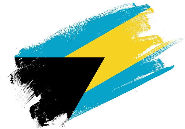 Photo abstract paint brush textured flag of bahamas on white background