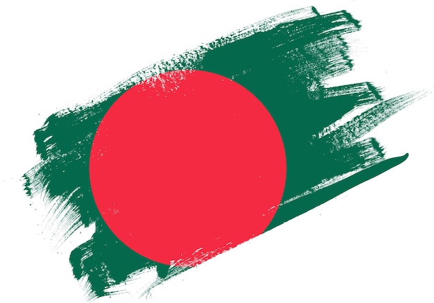 Abstract paint brush textured flag of bangladesh on white background