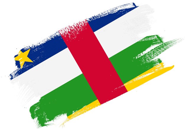 Abstract paint brush textured flag of central african republic on white background