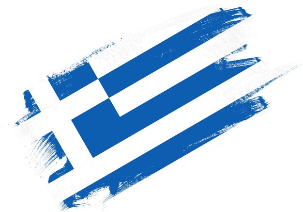 Photo abstract paint brush textured flag of greece on white background