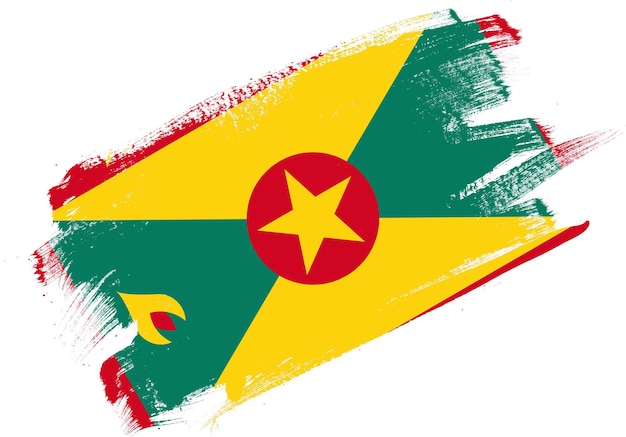 Abstract paint brush textured flag of grenada on white background