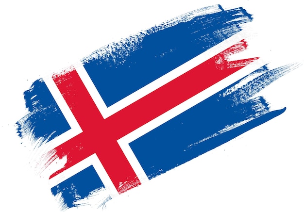 抽象的なペイント ブラシ テクスチャ白い背景の上のアイスランドの旗
