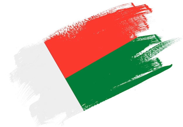 Abstract paint brush textured flag of madagascar on white background