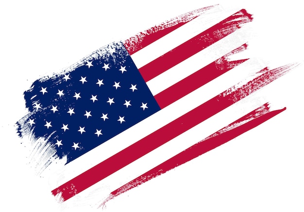 Photo abstract paint brush textured flag of united states on white background