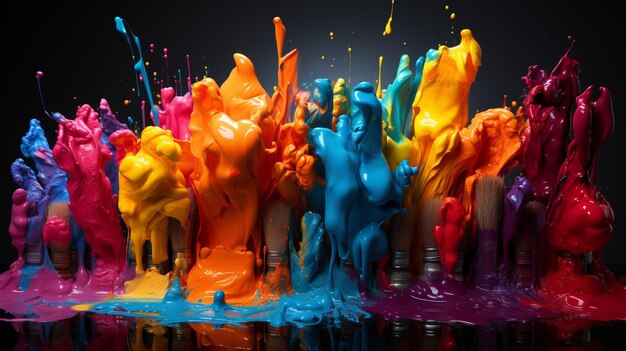 Photo abstract paint color splashes