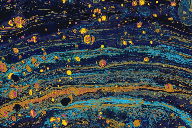 Abstract paint form marbling patterns on colorful background