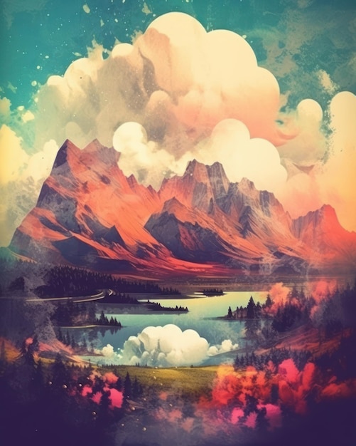 Abstract paint landscape theme Painting style background