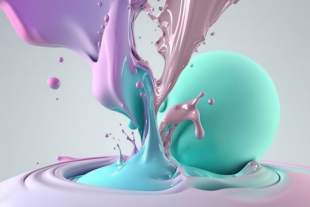 Abstract paint splash liquid wallpaper with pastel colors