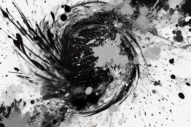 Photo an abstract paint splatter frame in black and white