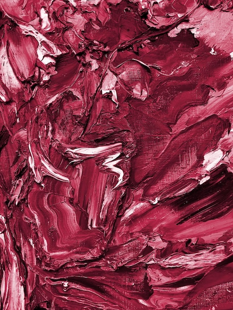 Abstract paint texture on canvas background. New 2023 trending PANTONE 18-1750 Viva Magenta colour